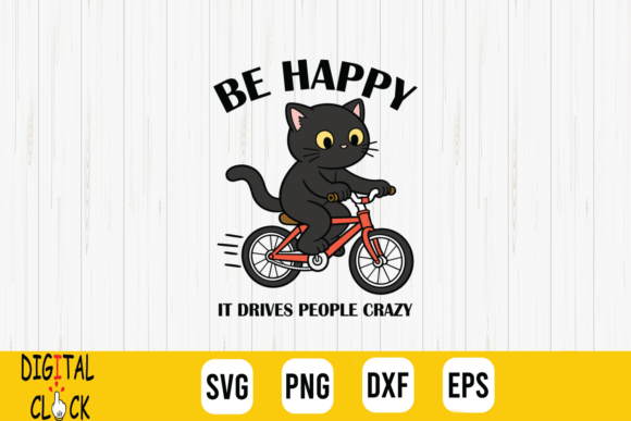 Black Cat Riding Bike Funny Snarky Cat
